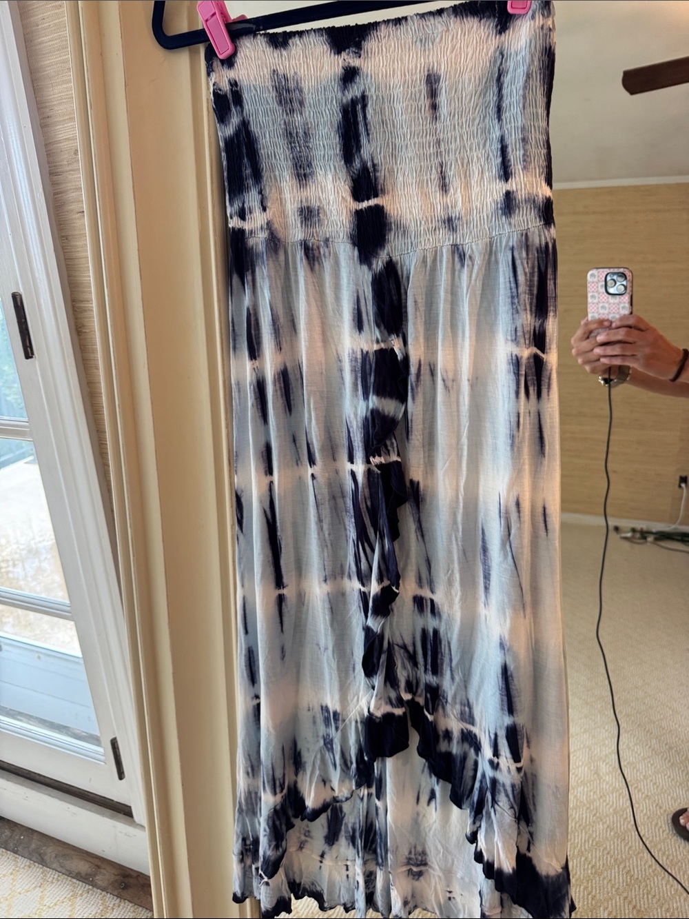 Raviya Strapless Tie-Dye Maxi Dress in Black and White